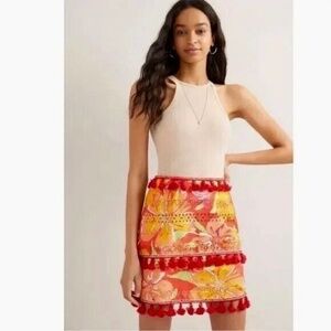 NWT!! Anthropologie VERB by Pallavi Singhee Electra Eyelet Mini Skirt Tassels XL
